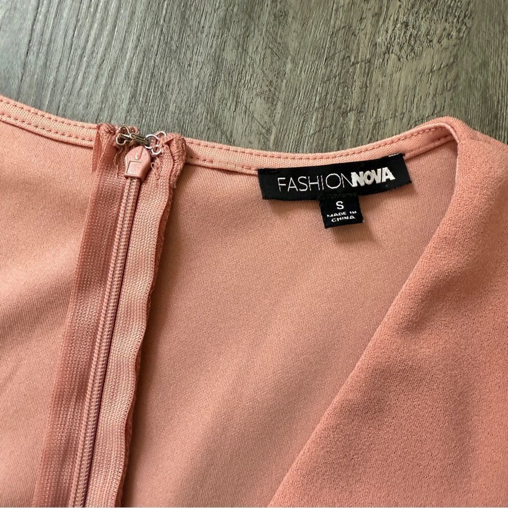 Fashion Nova Dusty Pink Ruffle Dress Small Feminine Surplice Wrap - Picture 4 of 11